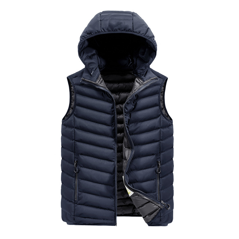 Men's casual hooded vest cotton down vest double-sided wear
