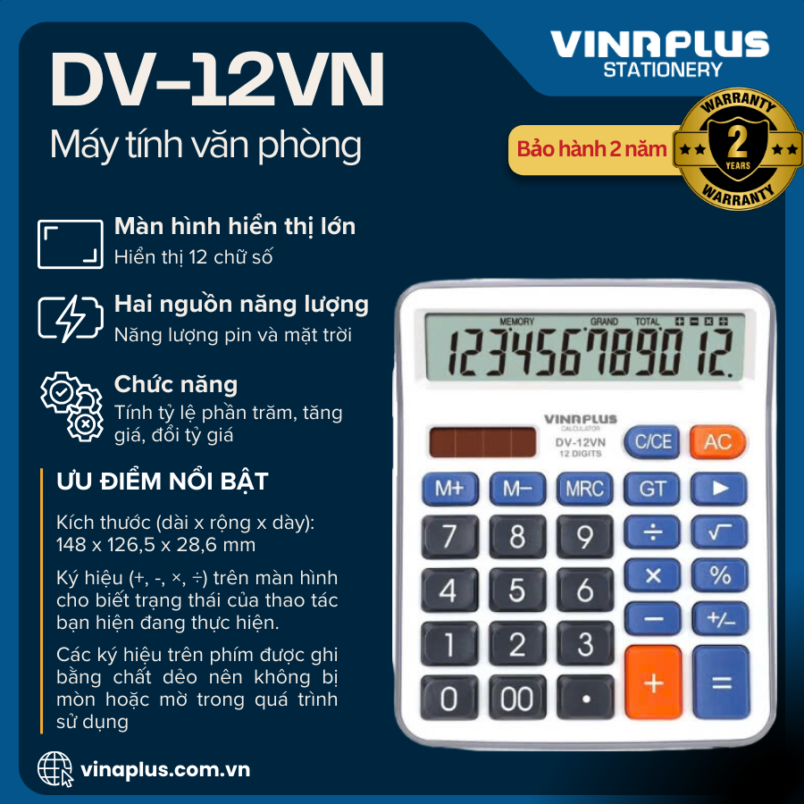 Máy Tính Tiền DV-12VN Để Bàn - Tính Tiền Tiện Lợi - Hàng Chính Hãng