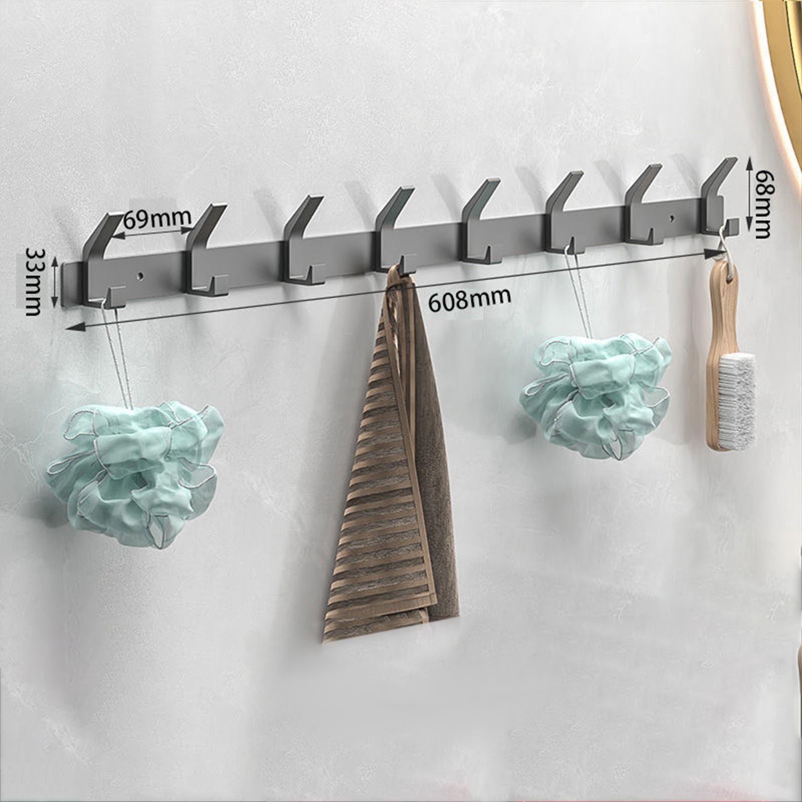 Clothes Wall Rack with 8 Hooks Aluminum Coat Hook Rail for Entryway Hat Coat