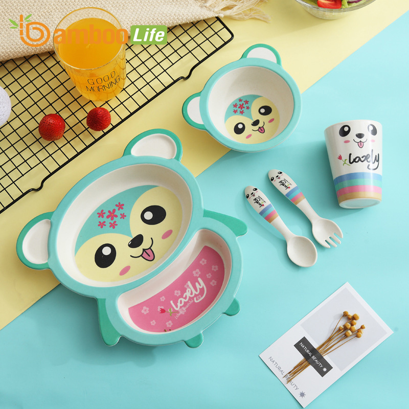 Set khay ăn dặm cho bé từ sợi tre Bamboo Life BL0A8 hàng chính hãng Dụng cụ ăn dặm cho bé Đồ dùng ăn dặm cho bé Bộ chén bát ăn dặm cho bé