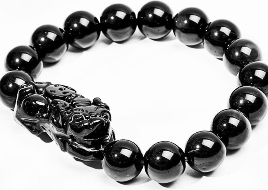 Gembank Lắc Tỳ Hưu Opal Đen Tự Nhiên 10MM