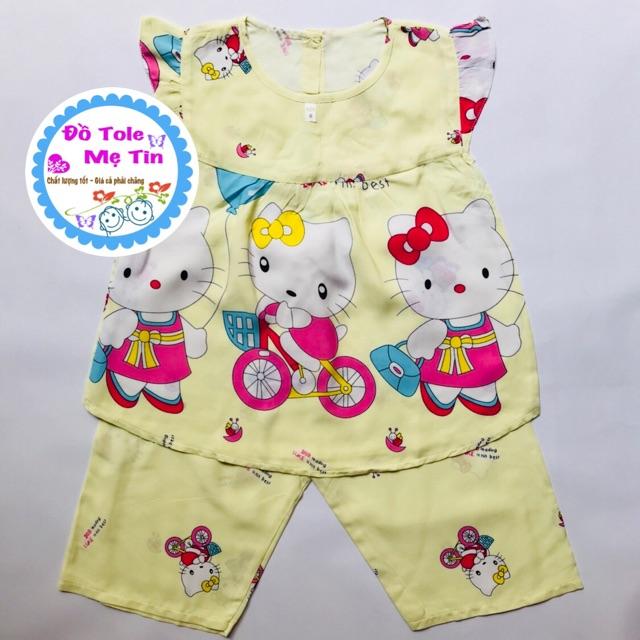 Đồ tole(lanh) quần lửng bé gái size 6(15-17kg)