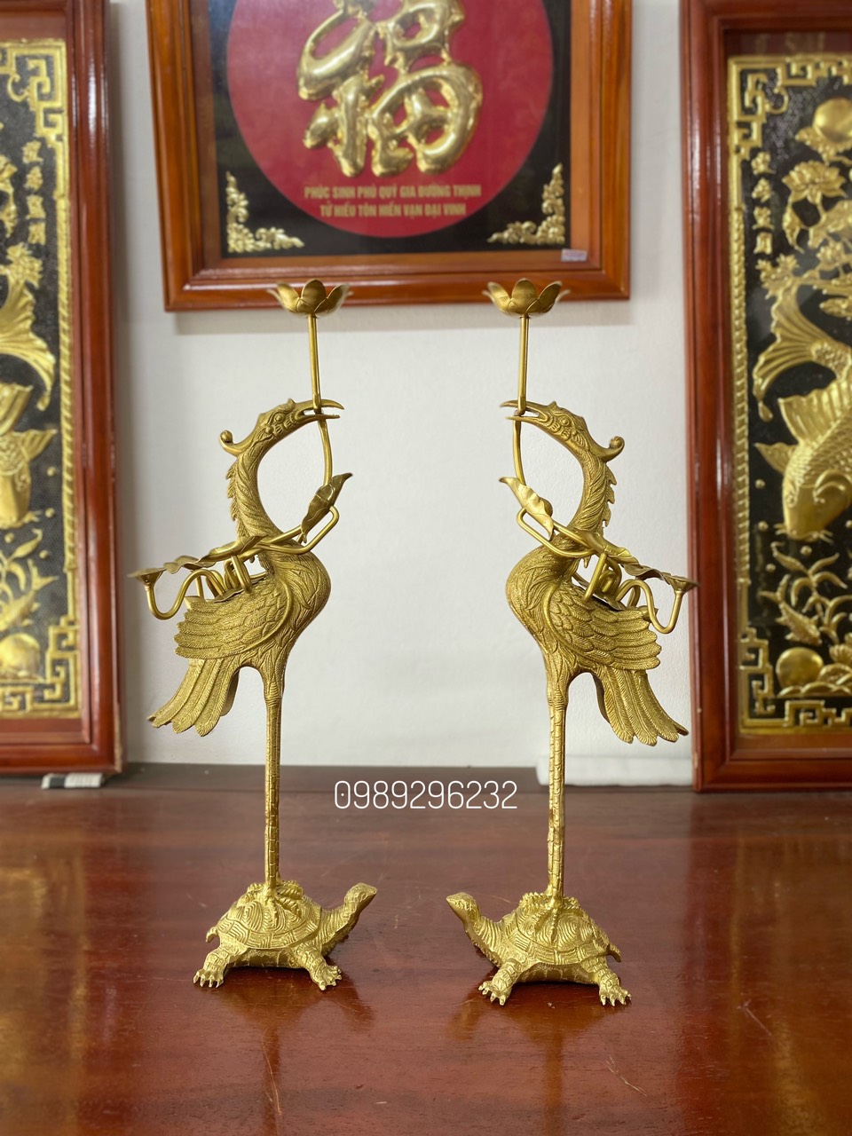 Đôi Hạc thờ cao 52cm bằng đồng nguyên chất