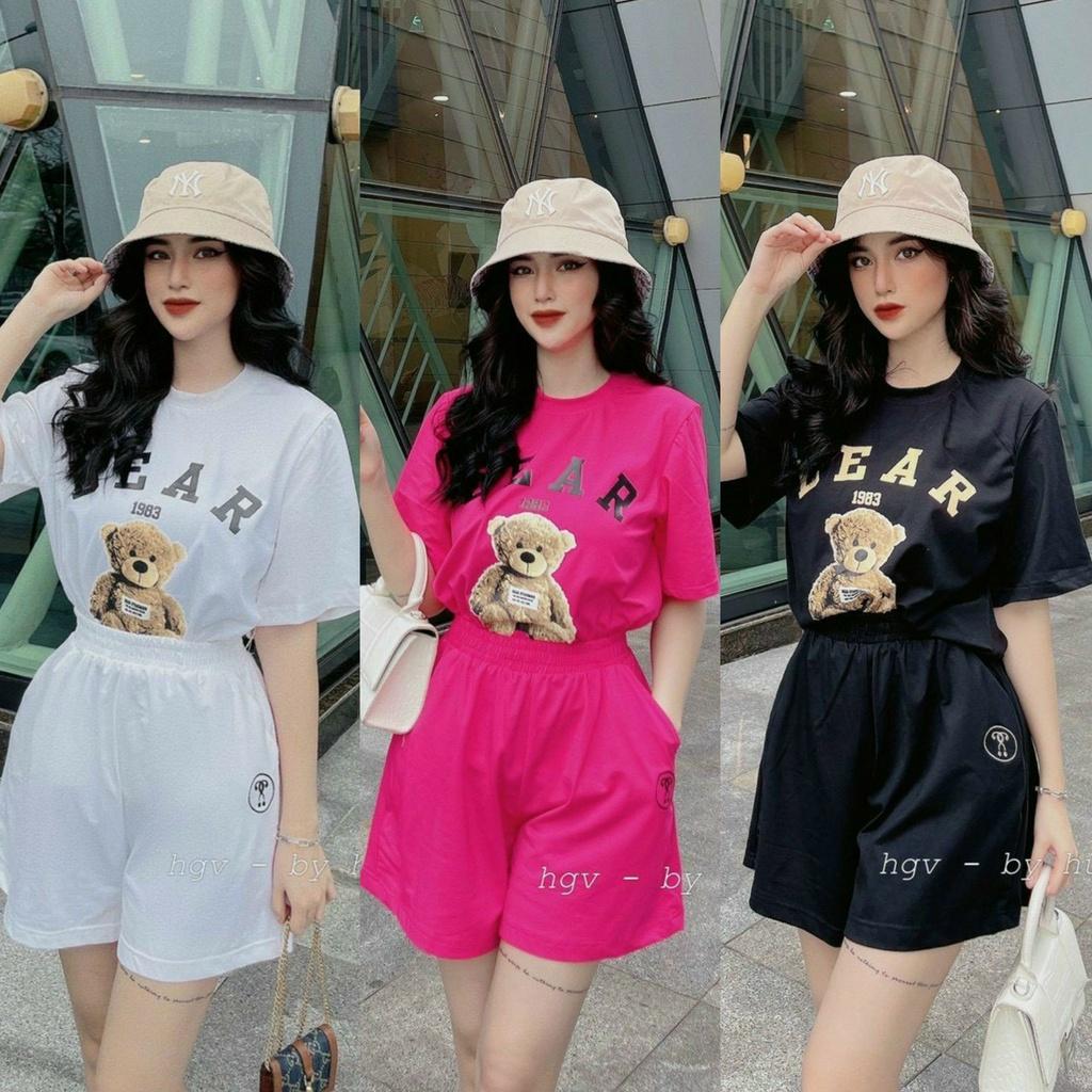 Hình ảnh Set Quần Short + Áo Phông BEAR 1983 Ullzang (Ảnh thật/Có Sẵn), Set Đồ Nữ Đi Chơi  Set Bộ Nữ Quần Short Ống Rộng Phong Cách Hàn Quốc Style Nhẹ Nhàng