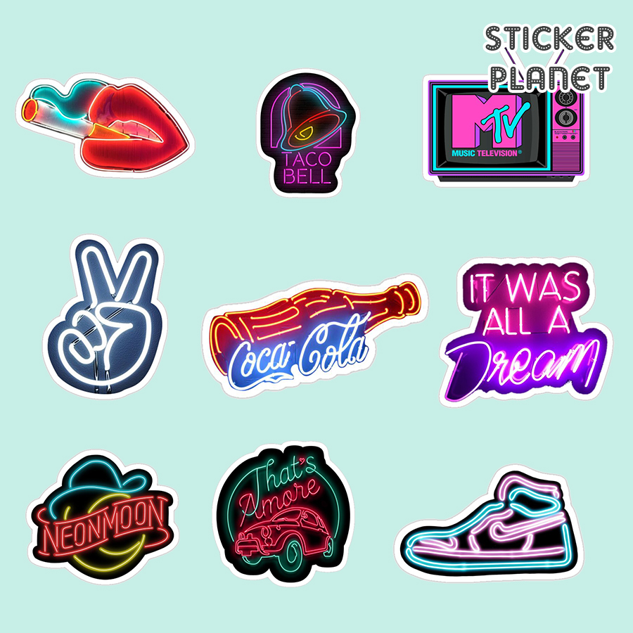 Bộ Sticker Tím neon  Pastel Hình Dán Màu Purple Nhạt Decal Trang Trí Chống Nước Chất Lượng Cao