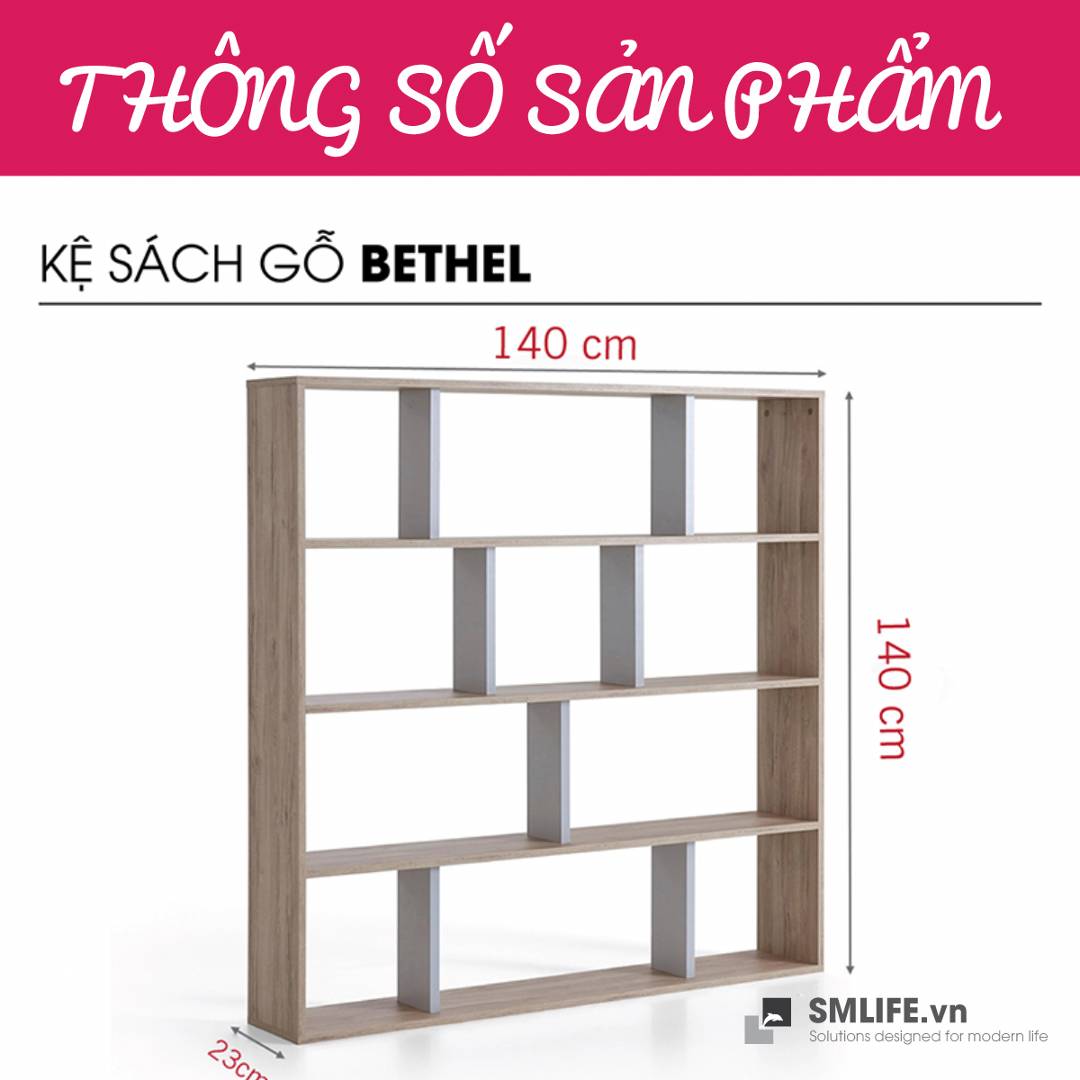 Kệ sách gỗ hiện đại SMLIFE Bethel