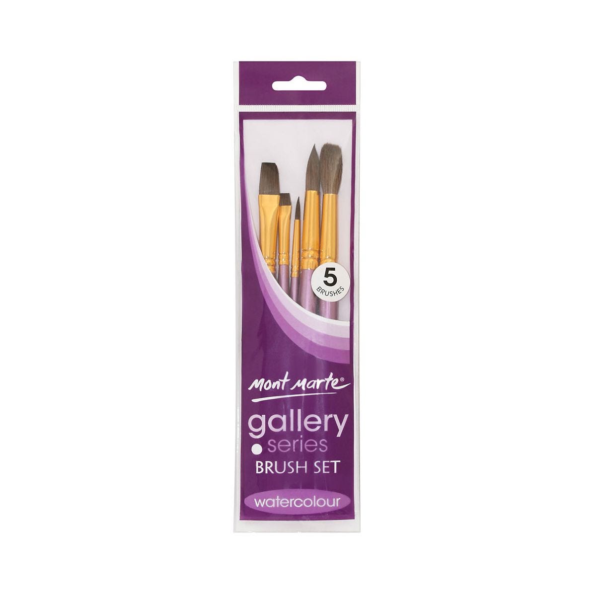 Bộ 5 Cọ Vẽ Mont Marte - Dùng Cho Màu Nước - Gallery Series Brush Set Watercolour BMHS0027