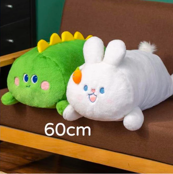 Thú nhồi bông ôm ngủ hình thỏ, khủng long, cáo hồng đáng yêu - Size từ 50cm đến 90cm - Quà tặng gấu bông thỏ lông mịn cho bé