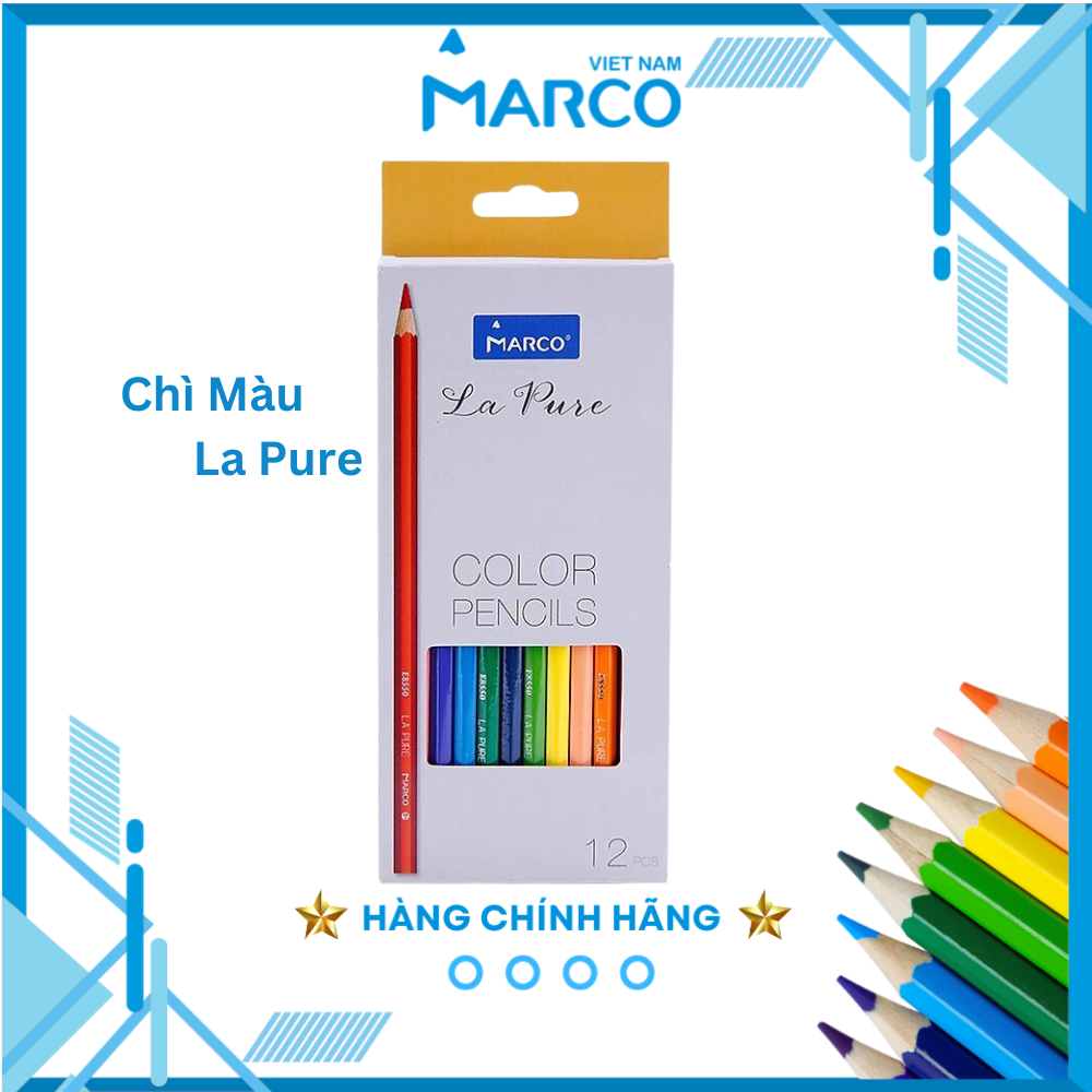 Bút Chì Tô 12 Màu La Pure (Hộp Giấy) - Marco 8550-12CB