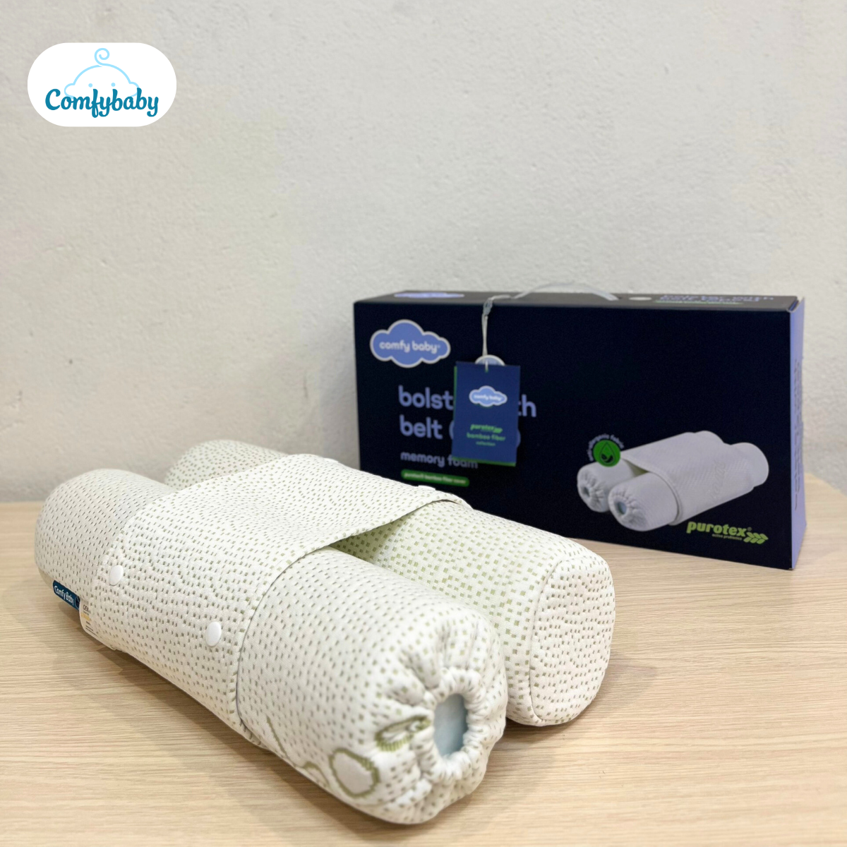 Gối chặn, gối ôm cho bé 2 trong 1 Comfybaby, sợi tre Bamboo, đai có thể tháo rời CF062020N06