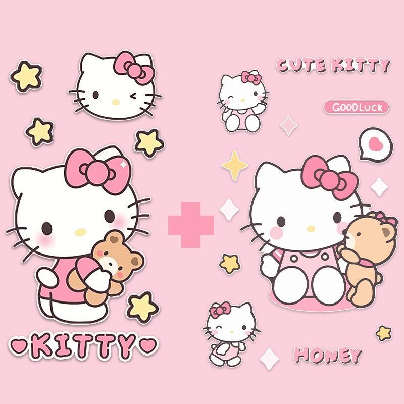 Miếng dán Decal trang trí xe Ô Tô xe hơi, Xe Máy chống thấm nước, hình Hello Kitty CUTE