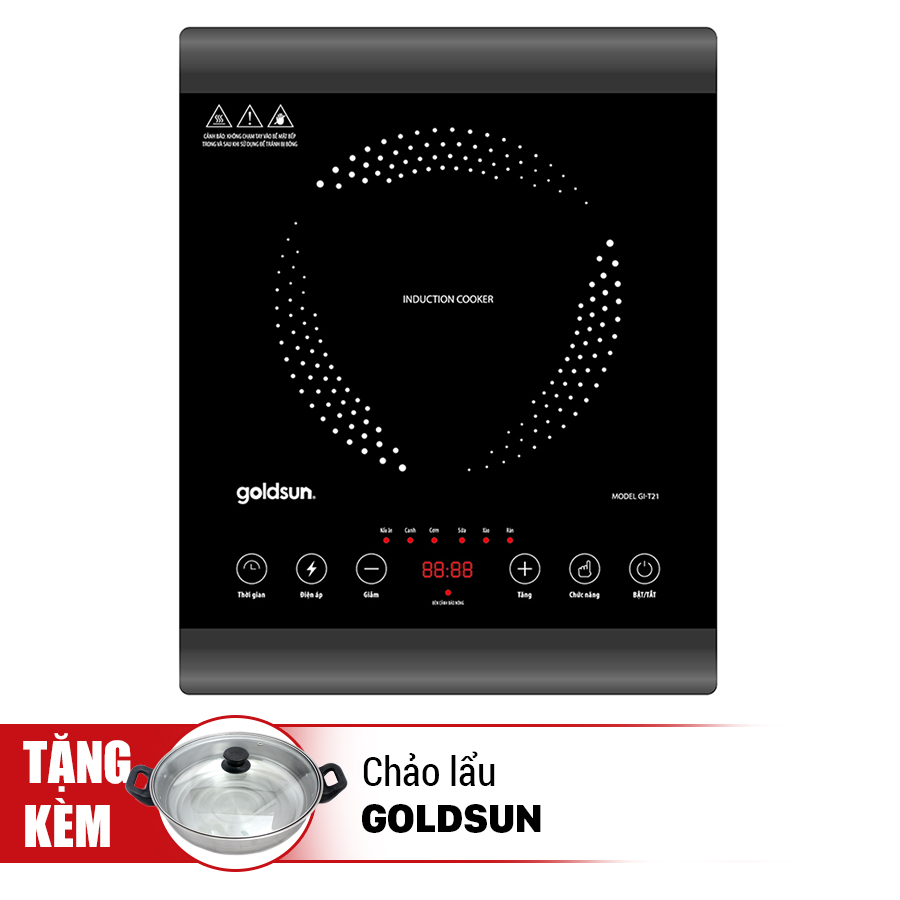 Bếp Từ Cảm Ứng Goldsun GI-T21 (1400W) - Tặng Chảo Lẩu - Hàng chính hãng