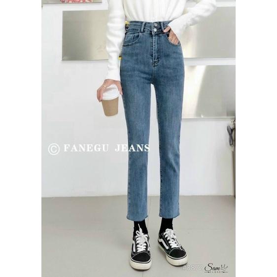 Quần jeans ống đứng 2 cúc - mã 3872
