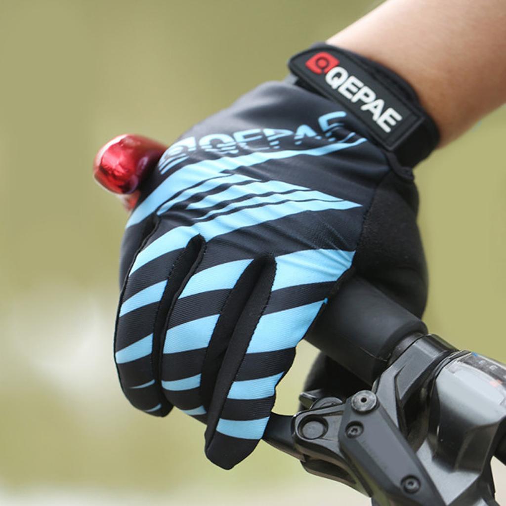QEPAE Pair Shockproof Cycling Gloves Full Finger Gel Outdoor Sports Gloves Bike Motorcycle Hiking