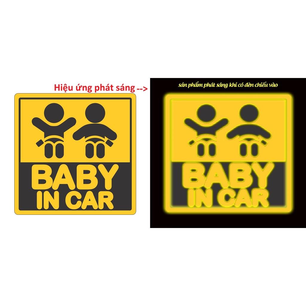 Tem Sticker Baby in car decal phản quang và decal phát sáng