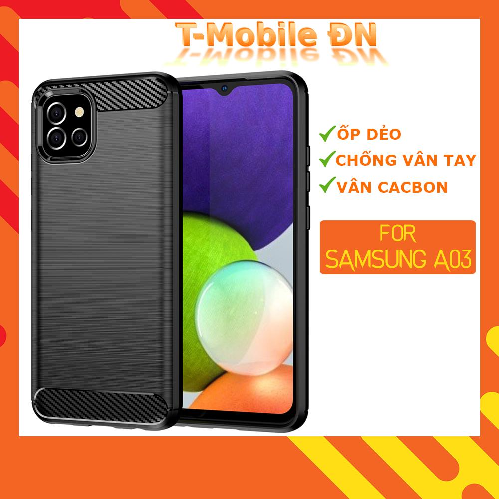 Ốp lưng dành cho Samsung A03 ốp silicone mềm Carbone phay xước chống sốc chống vân tay