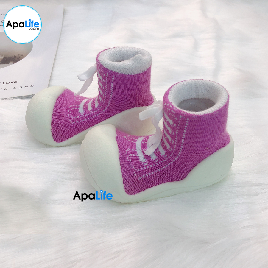 Attipas Sneaker - Tím/ AT043 - Giày tập đi cho bé trai /bé gái từ 3 - 24 tháng nhập Hàn Quốc: đế mềm, êm chân &amp; chống trượt