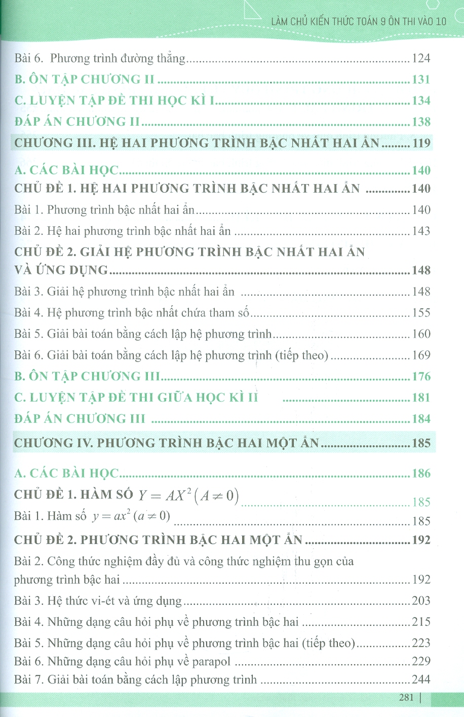 Làm Chủ Kiến Thức Toán 9 Ôn Thi Vào 10 - Phần Đại Số