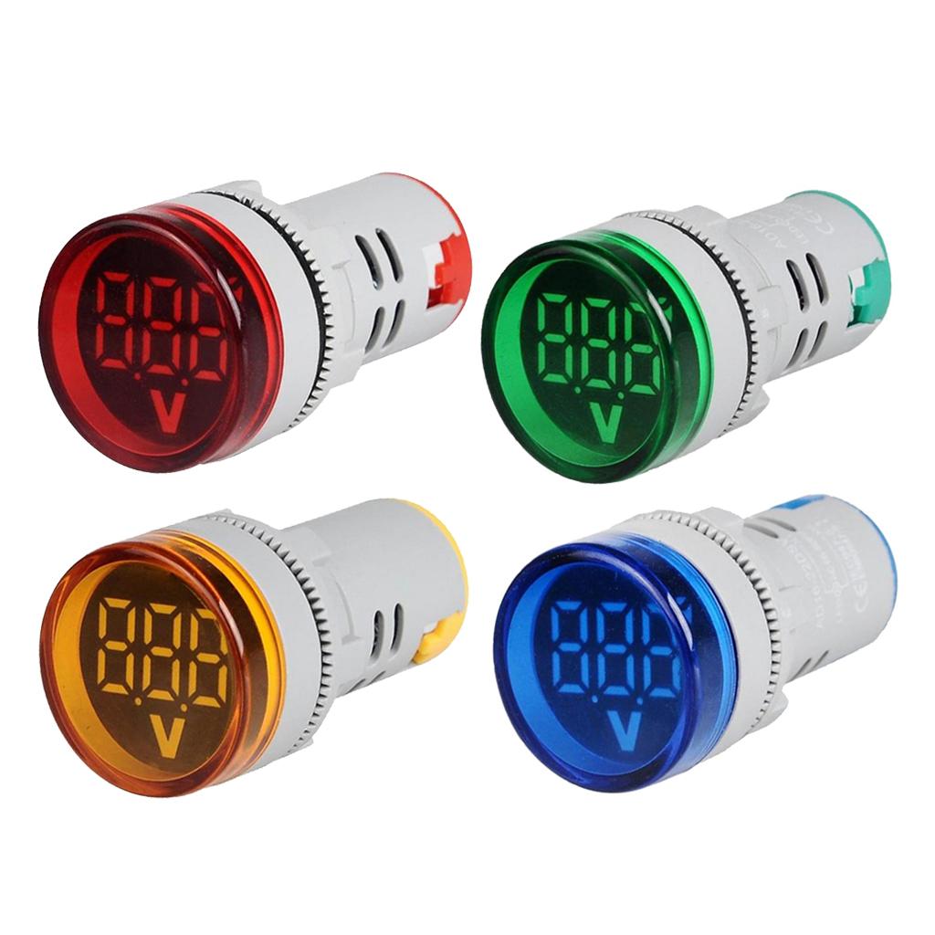 Set of 4 DIY Mini Round Display Voltmeter Tester Monitor Power AC 12-500V