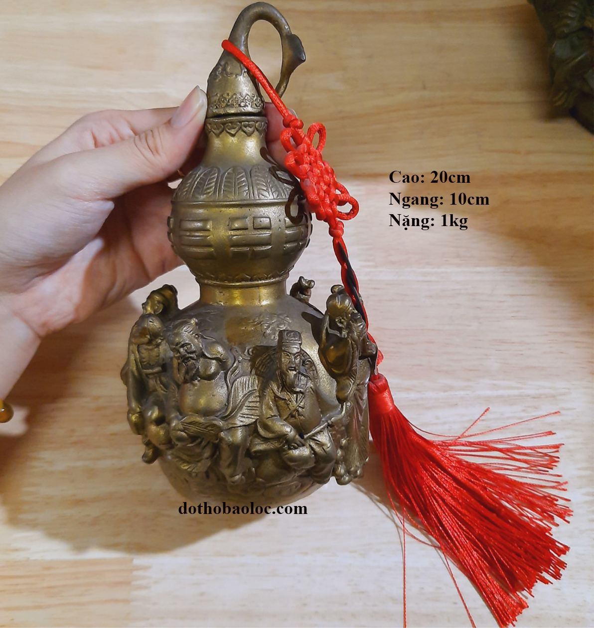 Hồ lô bát tiên phong thủy bằng đồng giả cổ