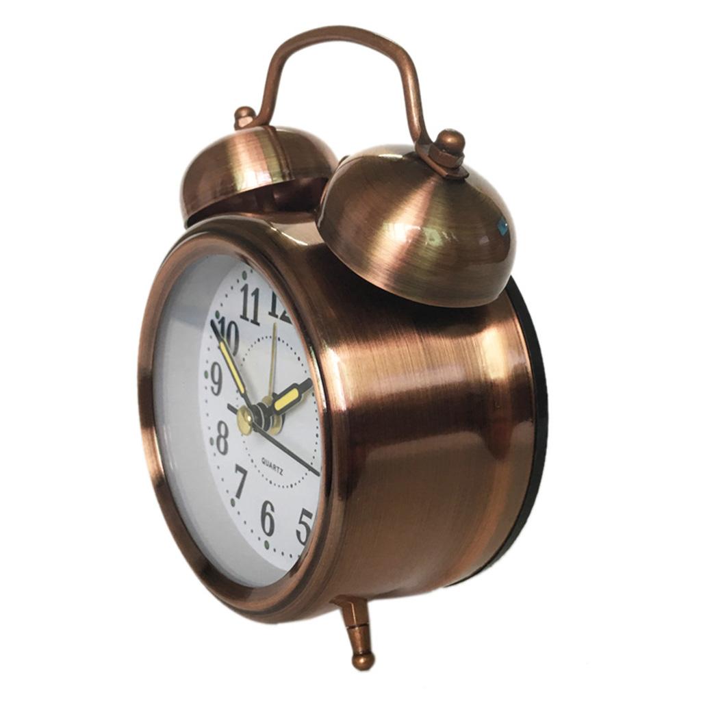 Retro Twin Bell Alarm Clock Battery Operated Loud Alarm Clock Bronze Color