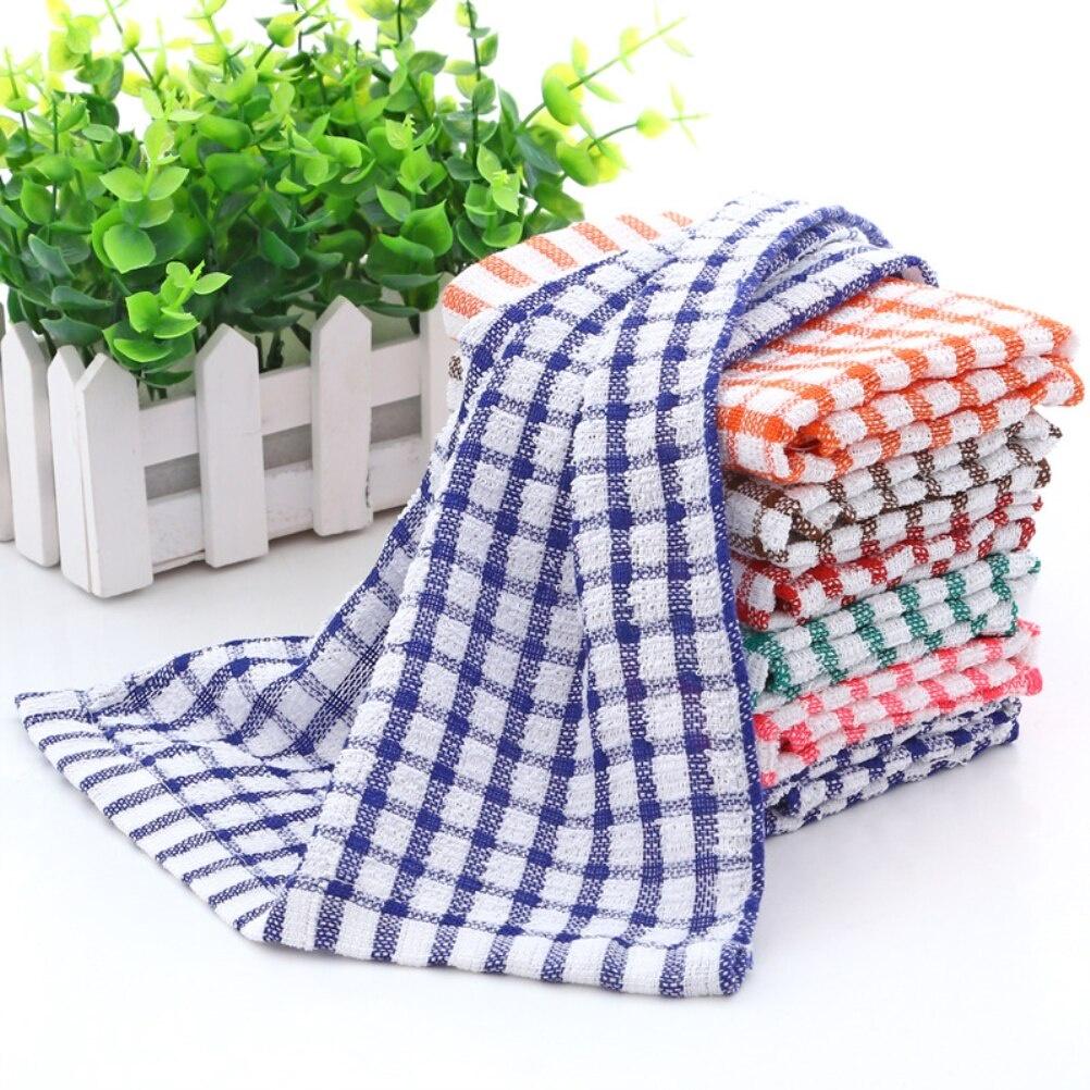 6PCS Cleaning Dish Cloth Tea Lint Plaid Cotton Towel Absorbent Handkerchief Lattice Towel Kitchen gadget Supplies Accessories