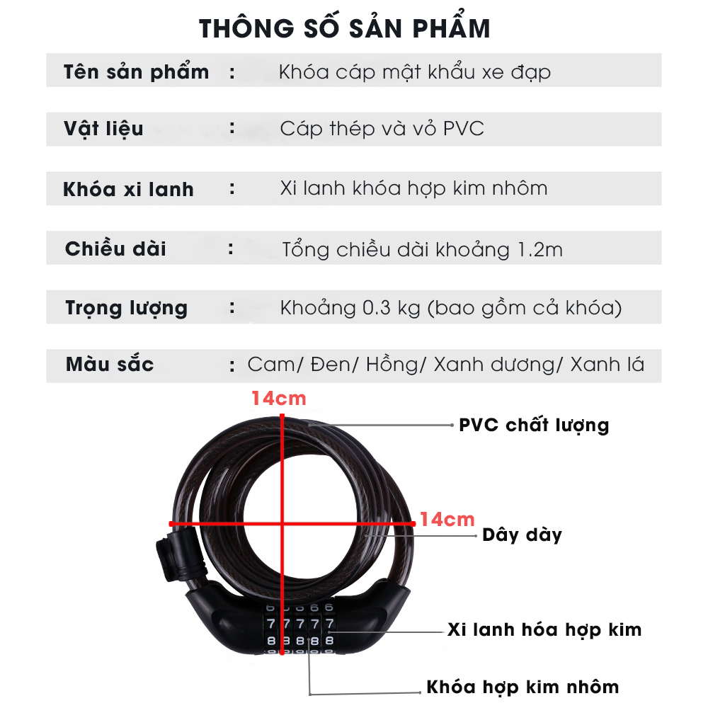 Khóa Xe Đạp, Xe Máy 5 Số Chống Trộm