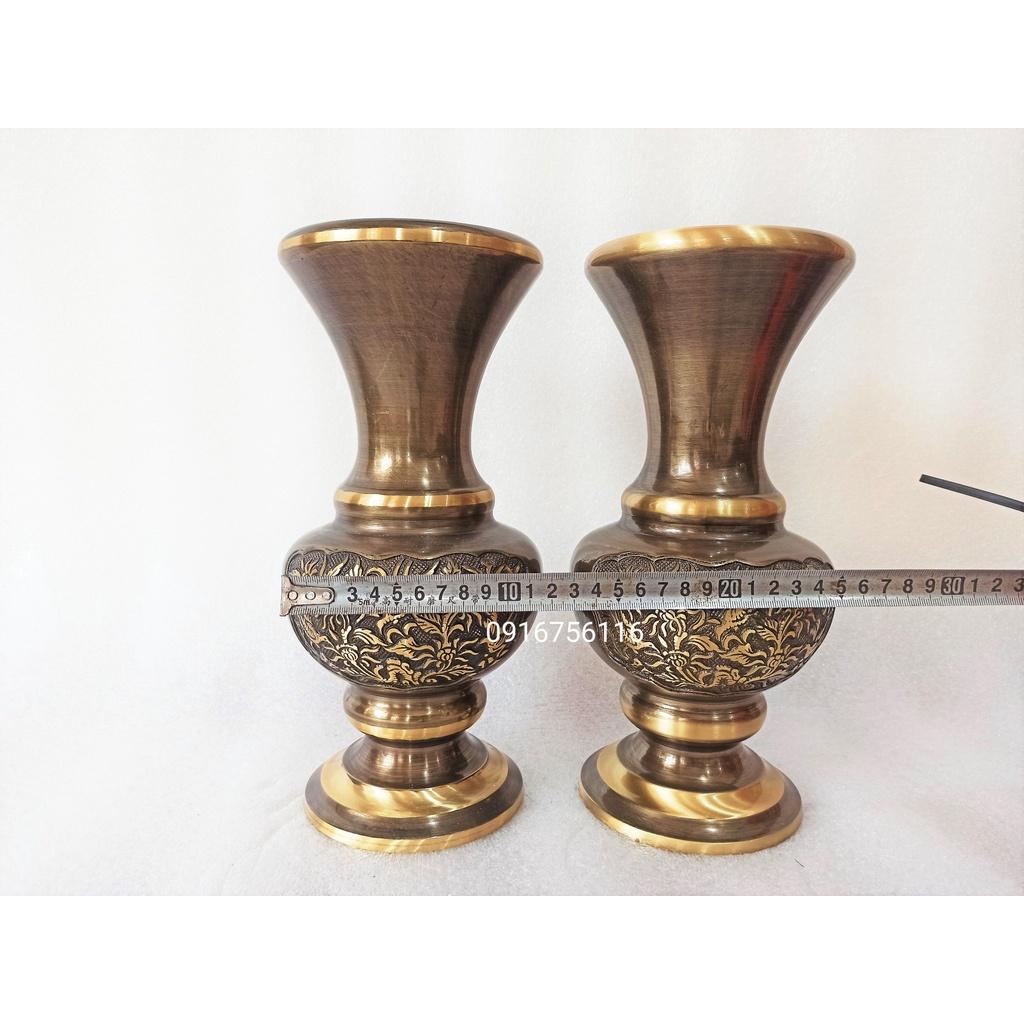 Lọ hoa bằng đồng màu giả cổ 30cm, lọ hoa bông cúc bằng đồng,