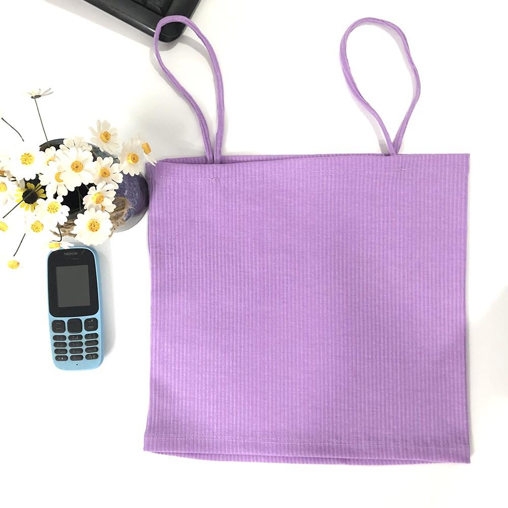 Áo Thun Coptop 2 Dây Vải Thun Gân Dày Màu Tím Môn Thoitrang24h