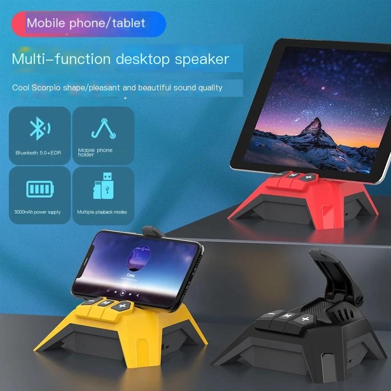 Loa Bluetooth hình bọ cạp với pin 5000mAh và giá đỡ điện thoại hỗ trợ chơi Micro SD và chức năng sạc dự phòng Color: Wooden Woofer Size/Full-Range Size: 5000mAh battery