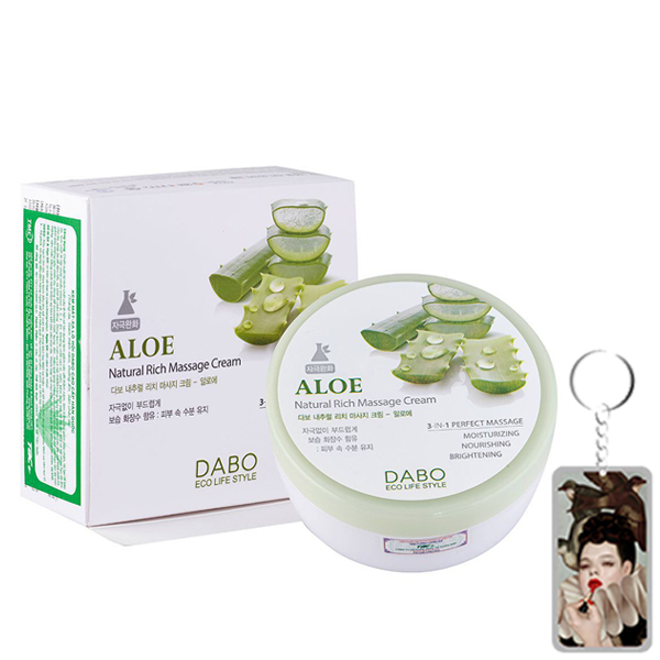 Kem massage mặt và toàn thân làm trắng và tái tạo da Dabo Aloe Natural Cream Hàn Quốc 200ml + Móc khoá