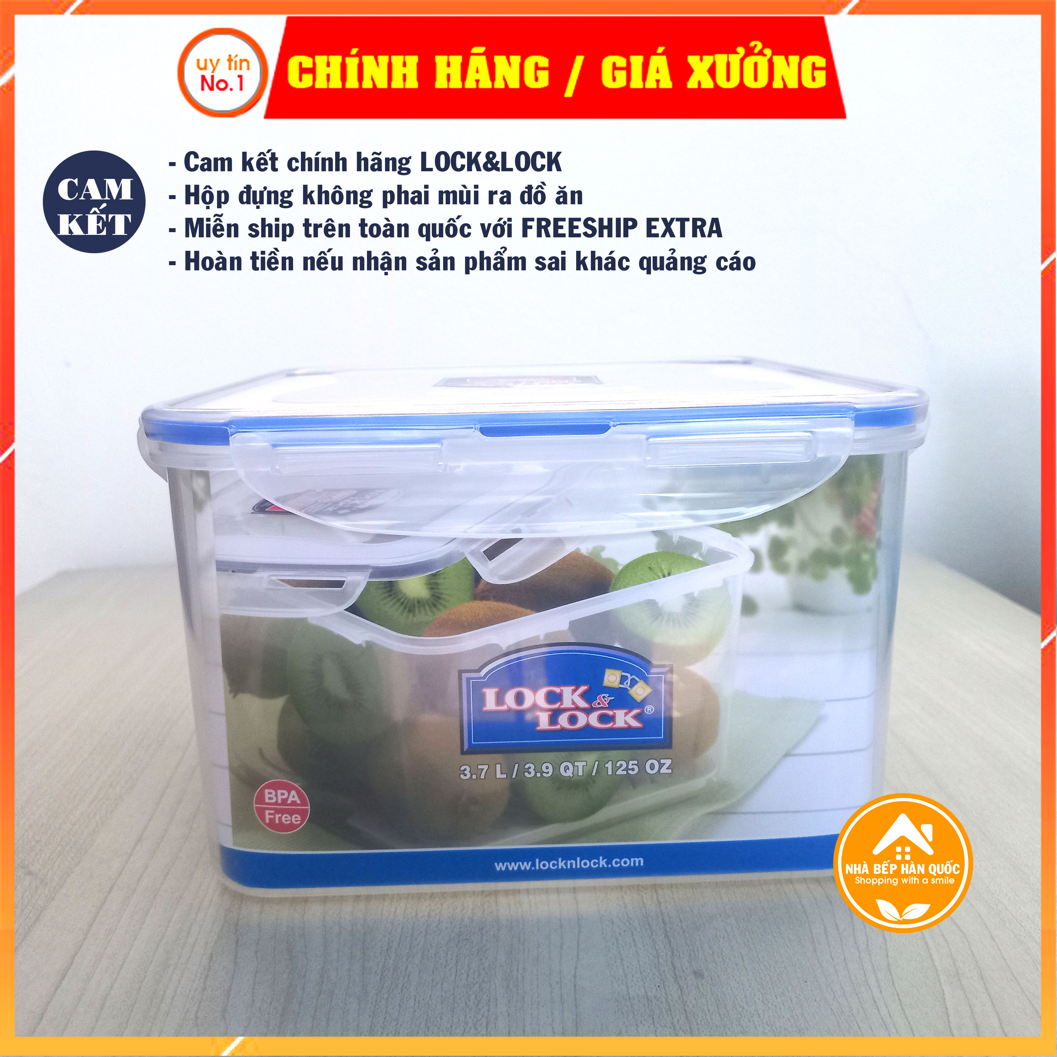 Hộp nhựa đựng thực phẩm, hộp bảo quản thực phẩm Lock&Lock HPL858D 3700ml