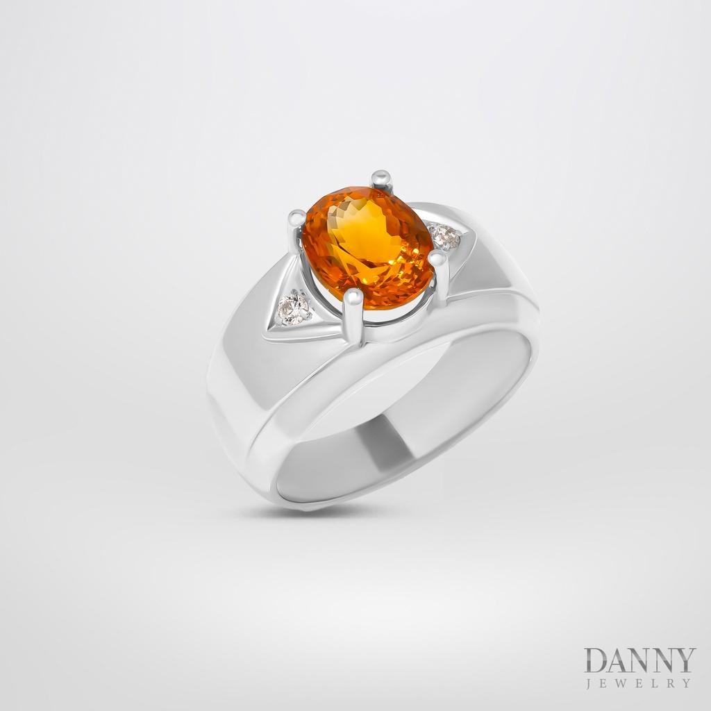 Nhẫn Nam Danny Jewelry Bạc 925 Đá Citrine/Smoky Quartz Xi Rhodium HNN004