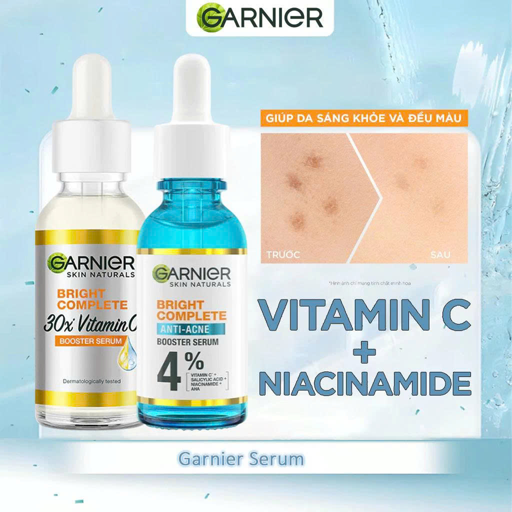 Tinh chất dưỡng sáng da, mờ thâm Garnier Skin Naturals Bright Complete 30x Vitamin C Booster Serum 30ml