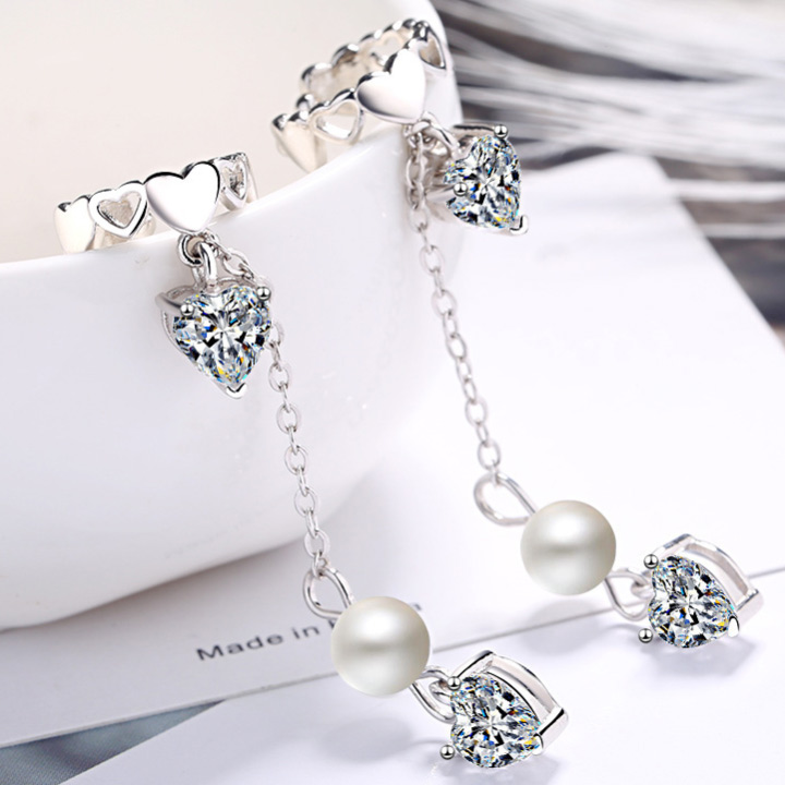 Bông tai kẹp vành nạm đá trái tim xinh xắn BHBT422