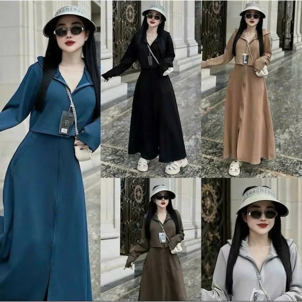 Áo khoác chống nắng nữ toàn thân 2 lớp cao cấp mũ trùm đầu tay xỏ ngón UPF50+ Size XL 53-66kg Vải Umi Cotton Co Dãn 4 Chiều Dày Dặn Làm Mát | Thời Trang | Đa Dụng