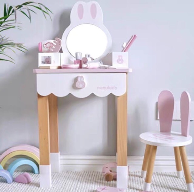 Đồ chơi bàn trang điểm thỏ 75,5cm bằng gỗ
