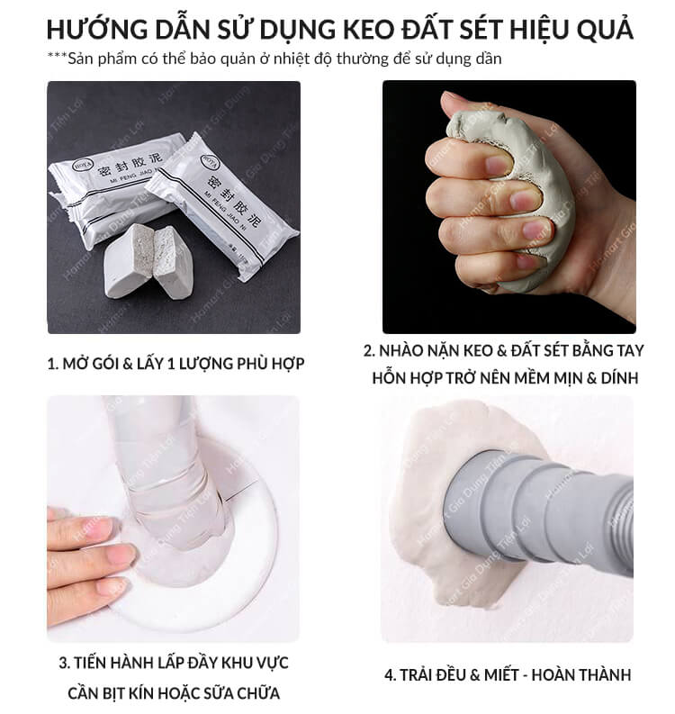 Keo Đất Sét Xi Măng Trắng 160g Chống Thấm Bịt Lỗ Điều Hoà Cách Nhiệt Vá Trám Nứt Tường Nhà Hiệu Quả