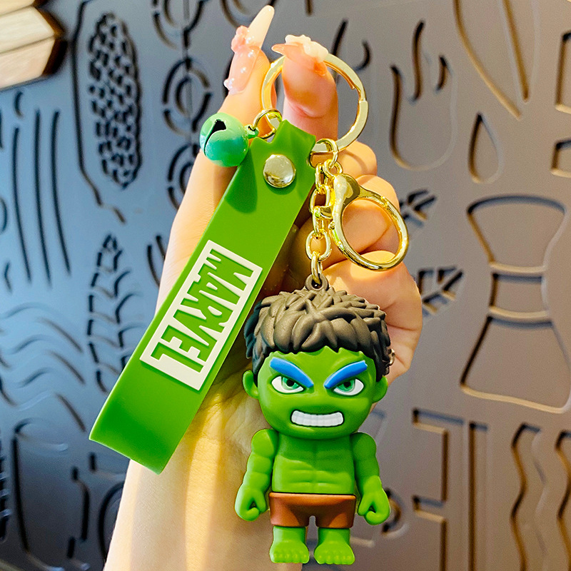 Móc khóa biệt đội siêu anh hùng Avengers, Đội trưởng mỹ, người Nhện, Người Sắt, Hulk, Thor treo túi, điện thoại, balo