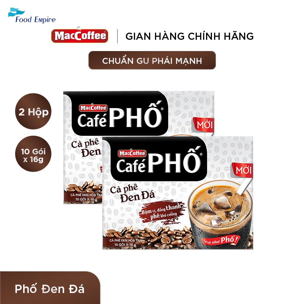 Combo 2 hộp Cà phê Phố Đen Đá - Maccoffee (hộp 10 gói x 16g)