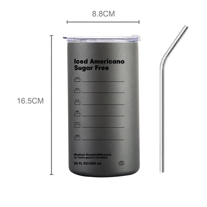 Cốc giữ nhiệt Iced Americano,good morning thể tích 650ML/300ML,làm bằng inox,có ống hút