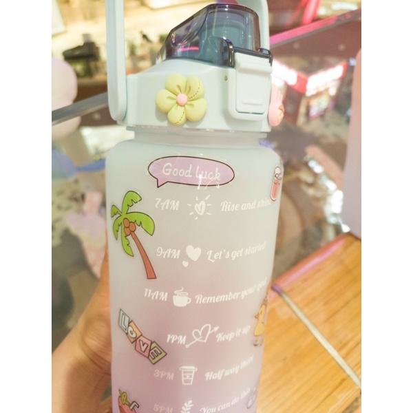 Bình nước nhắc nhở uống nước mỗi ngày in hình 3D dung tich 2 lít