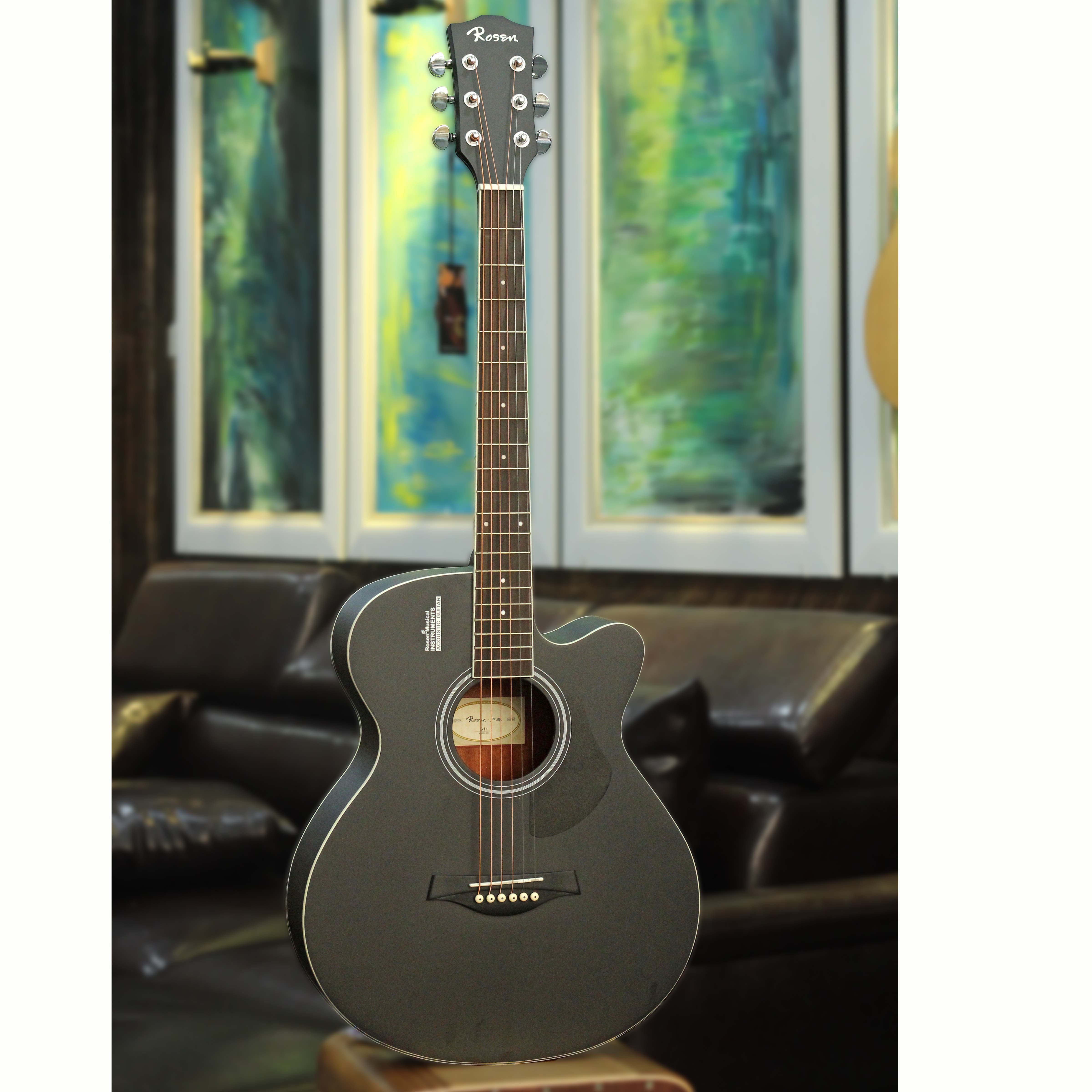 Đàn Guitar Acoustic Rosen G11-40BK (Gỗ Thịt - Solid top)