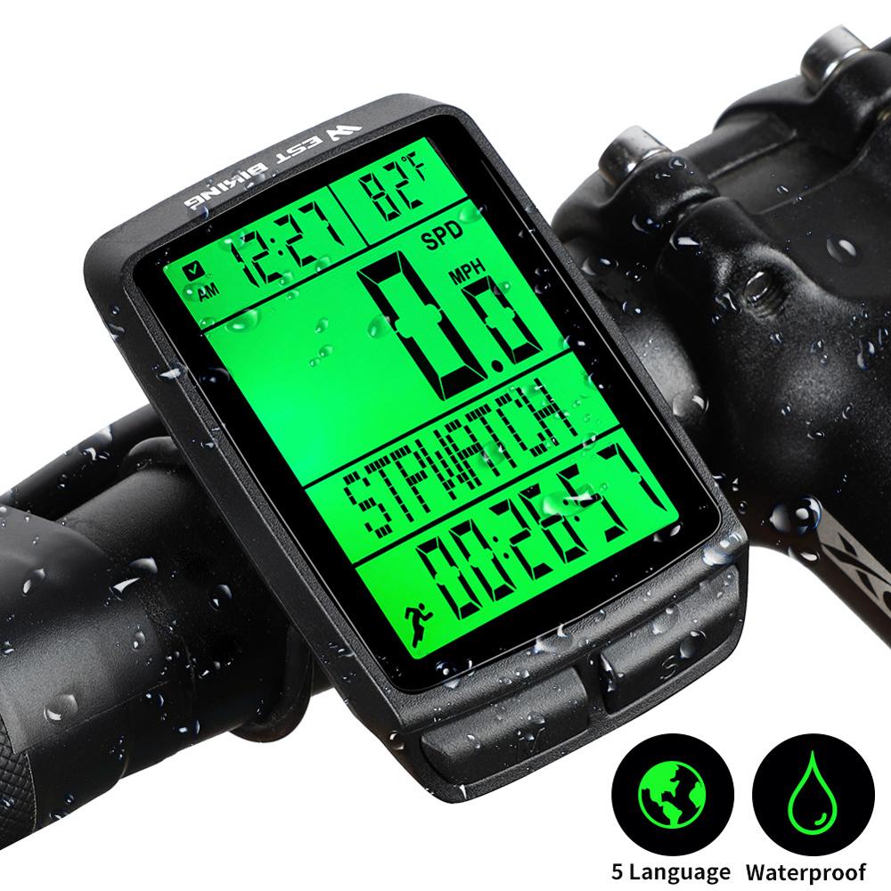 Đồng Hồ Bấm Giờ WEST BIKING Không Dây, 5 Ngôn Ngữ, Giao Diện Đa Chức Năng Dành Cho Chạy Xe Đạp, Leo Núi