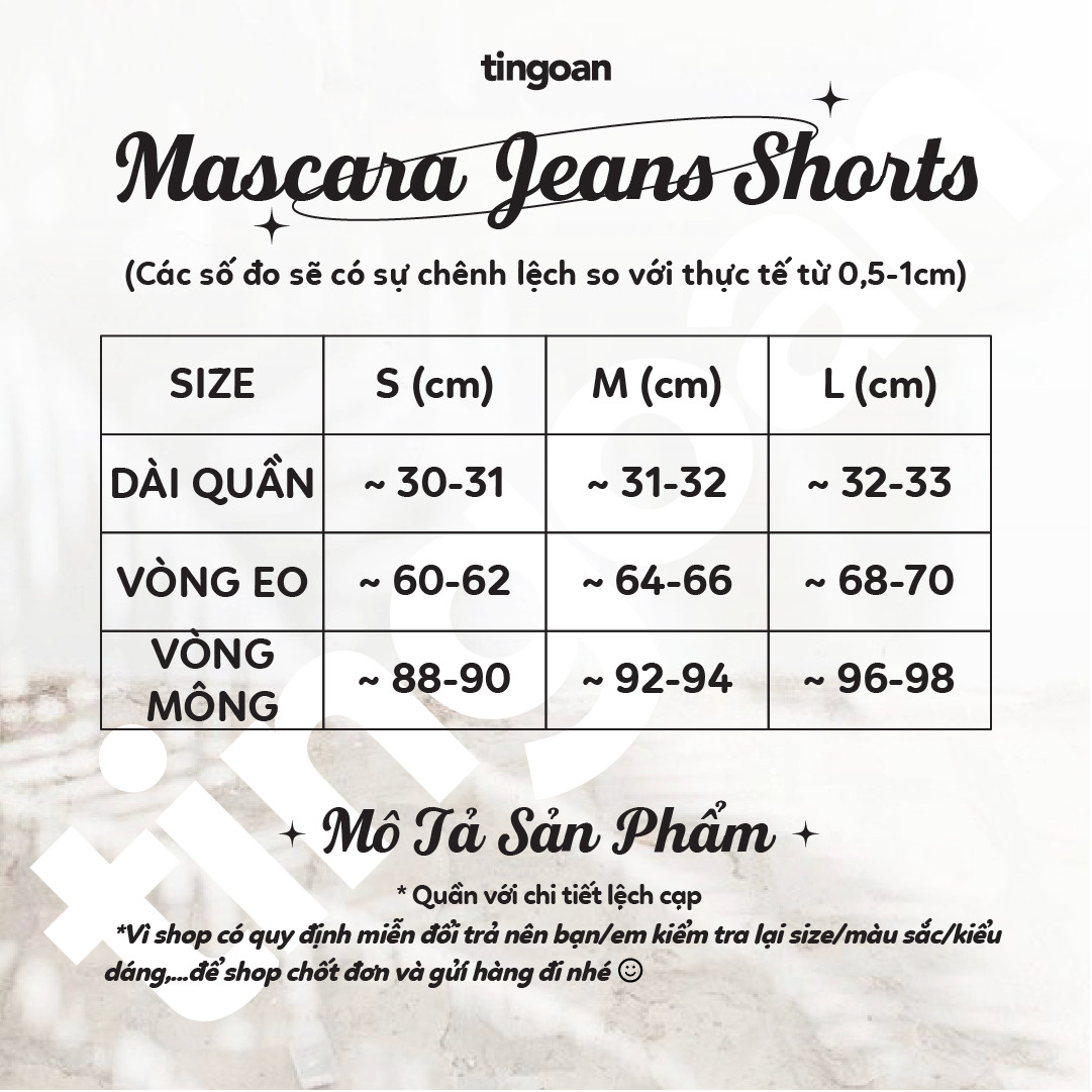 Quần short bò cắt cạp lệch màu trắng MASCARA JEANS SHORT/WH