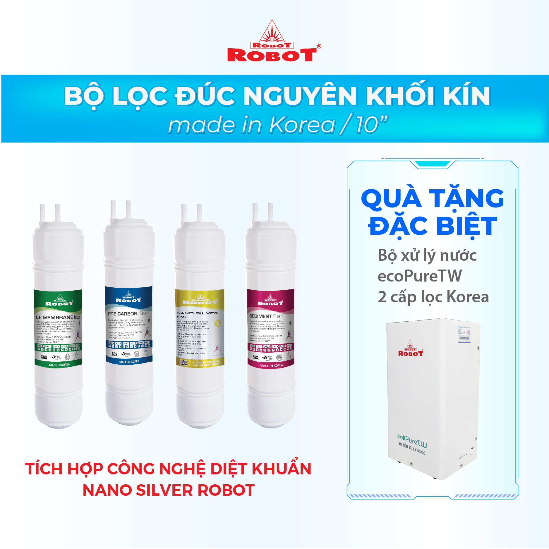 Máy Lọc Nước Điện Giải Ion Kiềm ROBOT IonQueen 39 Chế Độ Nóng Nguội Lạnh - 3 Tấm Điện Cực Titanium Phủ Platium