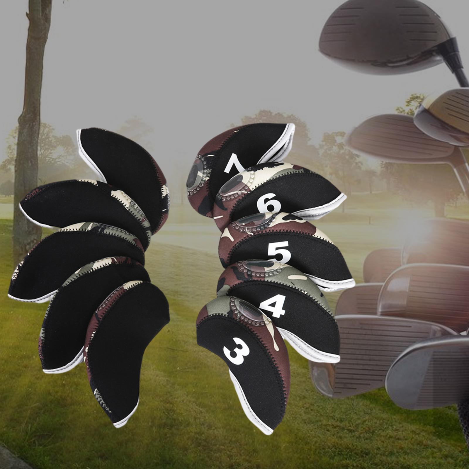 10Pcs Golf Iron Covers Set Golf Club Head Cover Fit Most Irons 3,4,5,6,7,8,9,A,P,S with Number