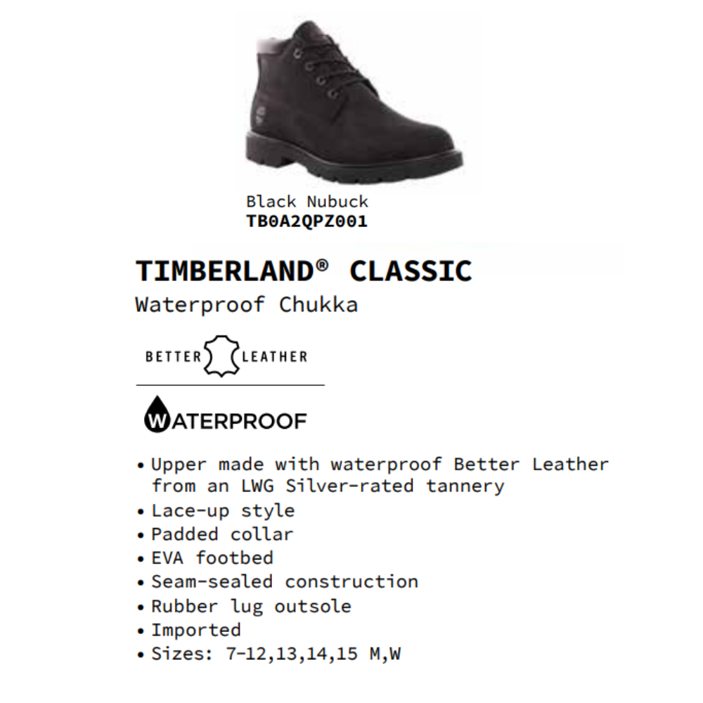 Timberland Giày Nam Boot Cổ Trung Basic Chukka WP w/ Suede Black Nubuck TB0A2QPZ01