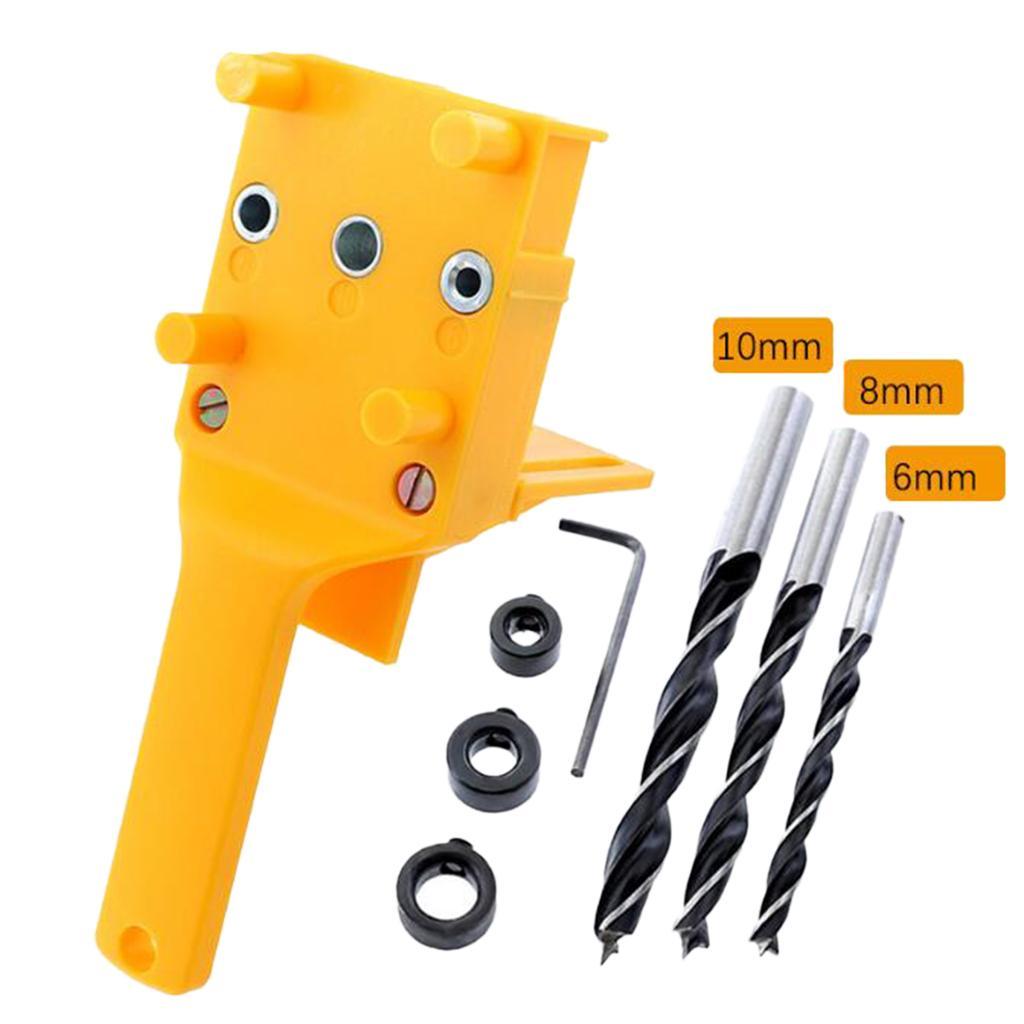 16pcs Handheld Dowel Jig Woodworking DIY with Drill Bits, Wrench, Dowel Pin