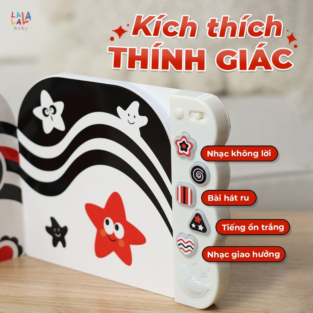 Sách âm thanh Lalalook đồ chơi kích thích thị giác não bộ phát triển cho bé sơ sinh Lalala baby